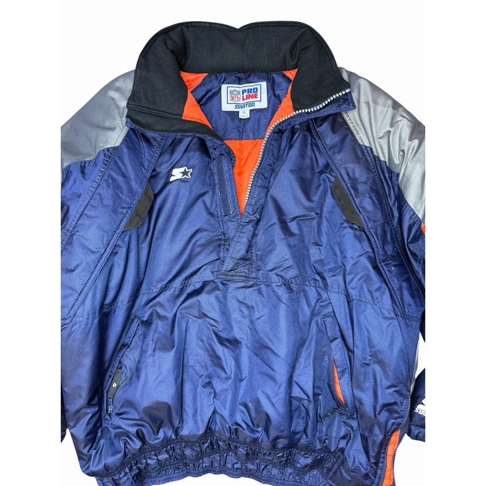Starter Chicago Bears Jacket XL NFL Pro Line Pullover Blue Orange Vintage